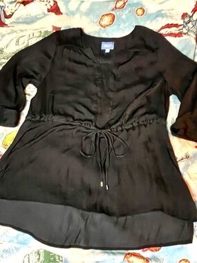 Simply Vera Vera Wang Black Drawstring Tunic Top XL